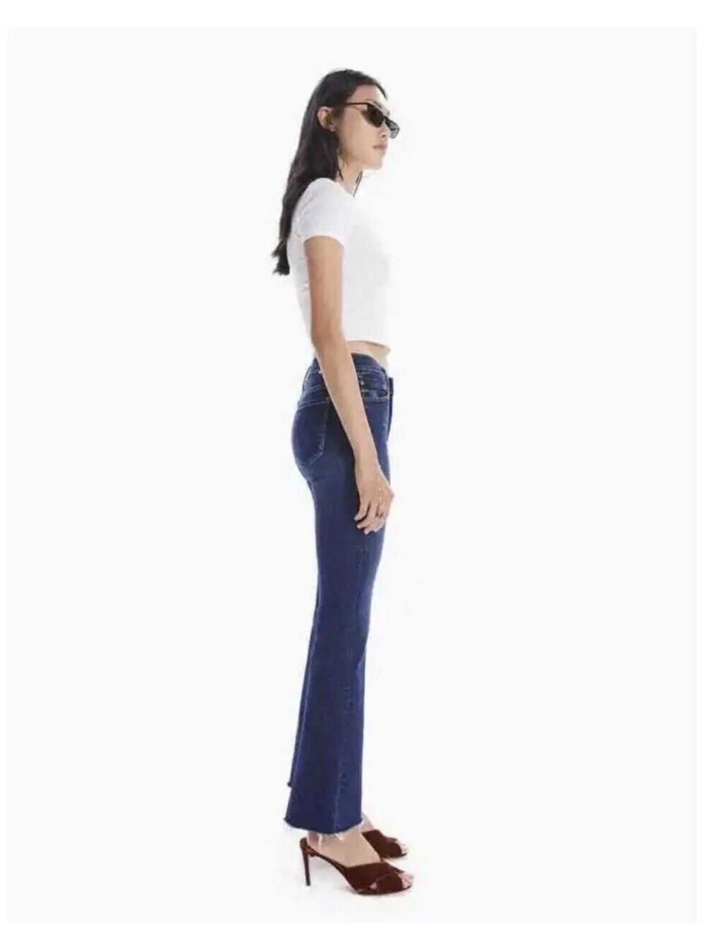 MOTHER The Weekender Fray Jeans Teaming Up High Rise Crop Flare Size 29 - Picture 2 of 15